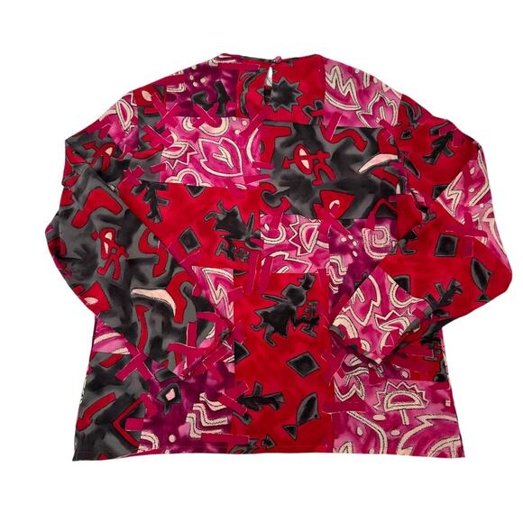 1980's Mary Ann Restivo Vintage 100% Silk Blouse Size 8 - Picture 3 of 9